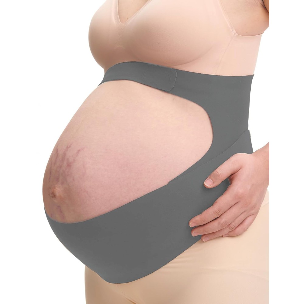 Schwangerschaftsgürtel Momcos Pancosera CozySupport XL auf dem Bauch und Rückengrau