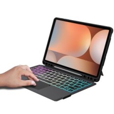 Case med tastatur til Galaxy Tab S9 Fe + / S9 + / S10 + 12.4 "Qwertz Touchpad