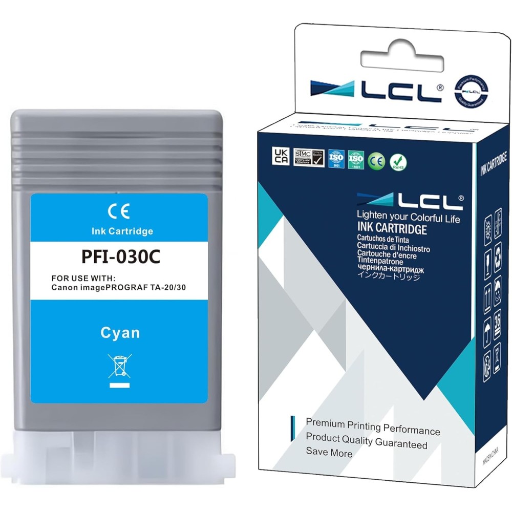 Inktvervanging LCL PFI-030C (cyaan) aan Canon TA-20 / TA-30 / TM-240 / TM-340