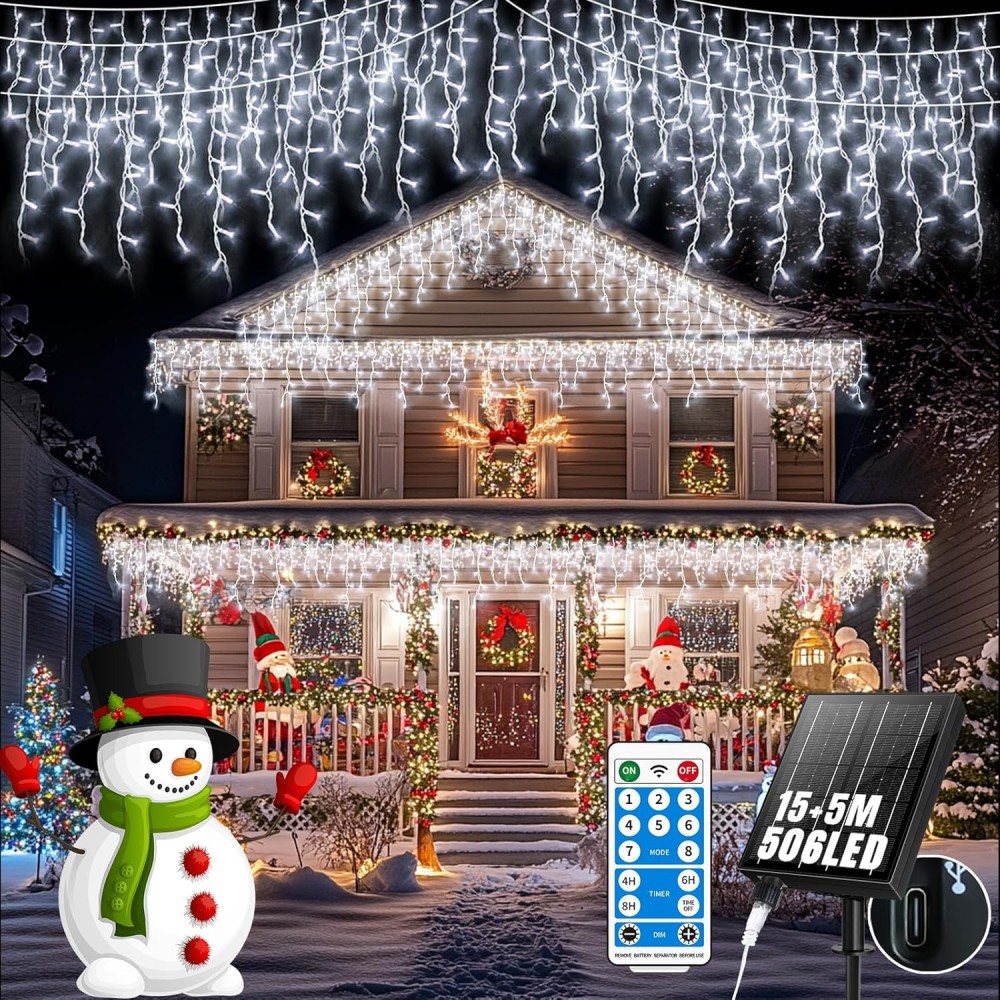 Brugt GCMACAU LED lys gardin 15 + 5m 506LED IP65 USB med hvid fjernbetjening