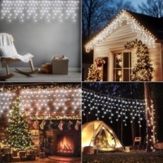 Brugt GCMACAU LED lys gardin 15 + 5m 506LED IP65 USB med hvid fjernbetjening