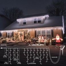 Brugt GCMACAU LED lys gardin 15 + 5m 506LED IP65 USB med hvid fjernbetjening