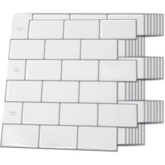 Tarrat Keittiölaatat 10 kpl. Art3D 30x30 cm metro lämmin valkoinen harmaa fuga