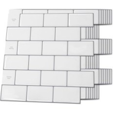 Stickers Kitchen tiles 10 pcs. Art3d 30x30 cm Subway Warm White Gray Fuga