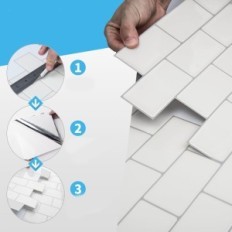 Klistermærker Køkkenfliser 10 stk. Art3d 30x30 cm Subway varm hvid grå Fuga