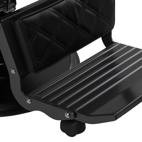 Fauteuil de barbier Carlos Noir — gros plan assise