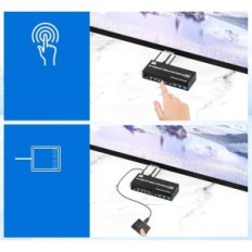 KVM Switch 3 Övervakar 4 Datorer, 2xDp 1.4 + HDMI 8K @ 60Hz, USB 3.0