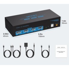 KVM jungiklis 2 PC 2 HDMI monitoriai 4K60Hz USB2.0 CMSTEDCD SW220S režimas pratęsti / kopijuoti