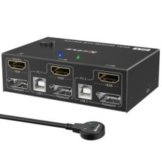 Ελλιπής διακόπτης KVM 2pc 2 DP + HDMI Οθόνες 4K60Hz Newan KVM202DH USB πληκτρολόγιο / ποντίκι USB