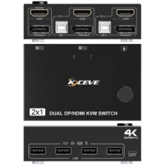 KVM 2 PC 2 DP + HDMI monitorok 4K60Hz NAWEN KVM202DH USB billentyűzet / egér