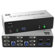 Kasutatud KVM-lüliti 3 monitorid 2 DP 1,4 8K @ 60Hz USB 3.0 koos audio ja mikrofoniga