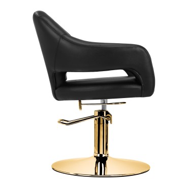 Friseurstuhl Gabbiano Parma Gold Schwarz — Seitenansicht
