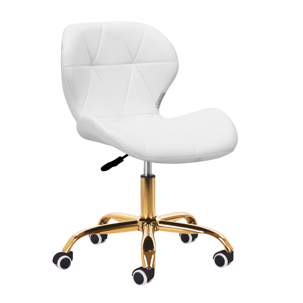 Sgabello cosmetico QS-06G bianco — vista frontale