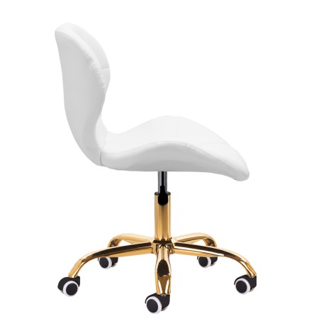 Sgabello cosmetico QS-06G bianco — vista laterale