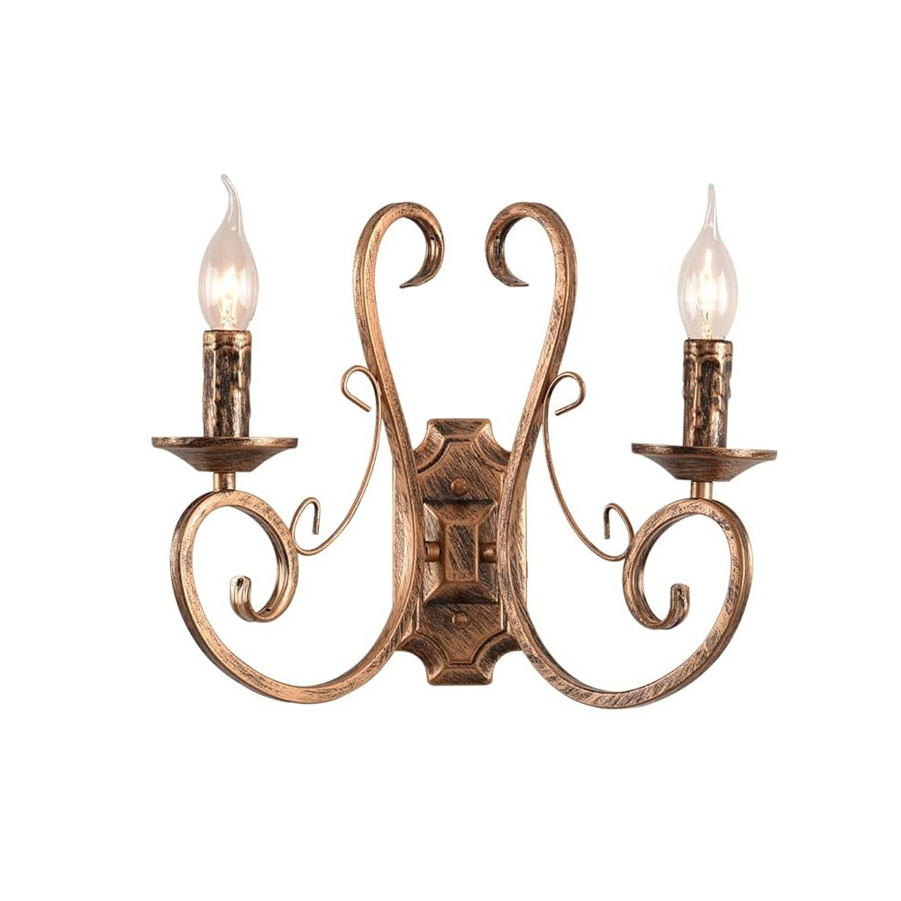 Wandkandelaars Retro Metalen Vintage Ganeeed HD092-2 E14 Brown