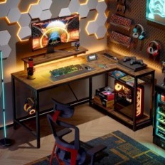 Hjørne Desk Bestier 147x80 cm, LED-stikkontakter (H1006147EU-RST) Udstilling