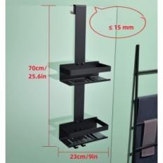 Hanging zuhanypolc KigKog K07- 23MB- 2GL 2- szint fekete rozsdamentes acél