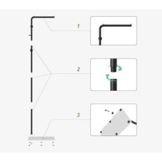 Loftplus stående bøjle 170 cm sort metal med 3 kroge udstilling