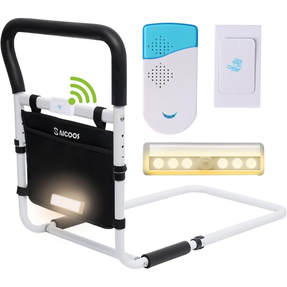 Corrimano del letto di Saicoos CZ-CFS-01 per anziani con un bicchiere e un pulsante di allarme XL