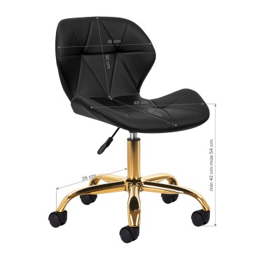 Taburete Cosmético QS-06G negro — vista lateral