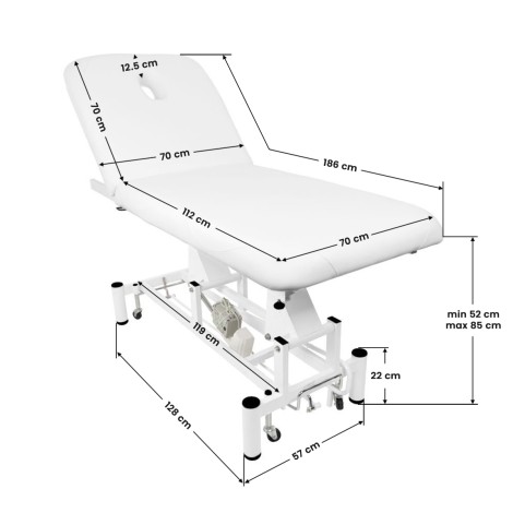 Table de massage électrique AZZURRO 684 1 moteur Blanc