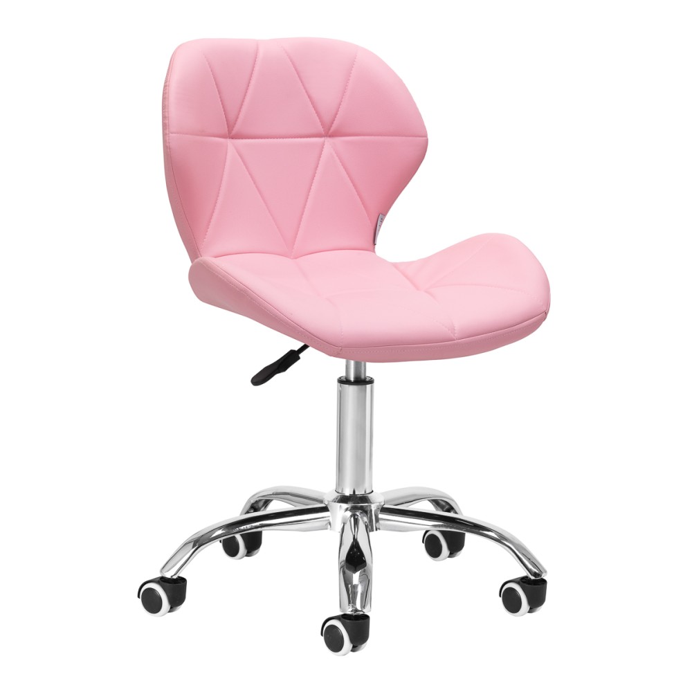 Κοσμητικό σκαμπό QS-06 ροζ — προβολή από μπροστά