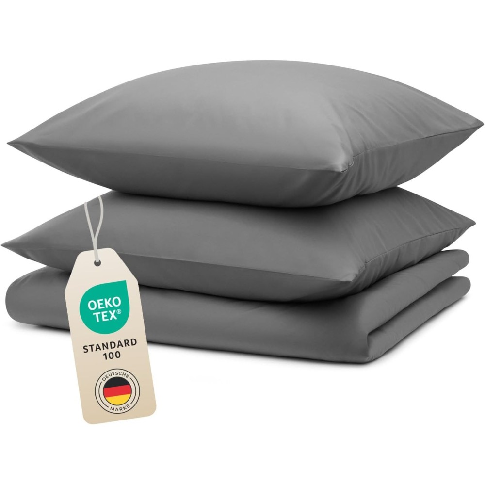 Un set di biancheria da letto Microfiber Blumtal 260x240 cm + 2x 40x70 cm grigio Oeko-tex