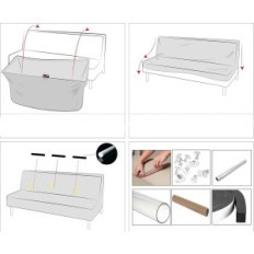 Ofullständigt sofflock utan 3-bäddsarmstöd Tianshu TS0033-11UK spandex denim blå