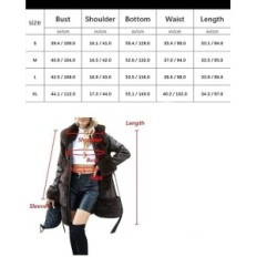 Damenmantel Giolshon lang mit Streifen isoliert Polarpark Imitation Leder und Wolle M