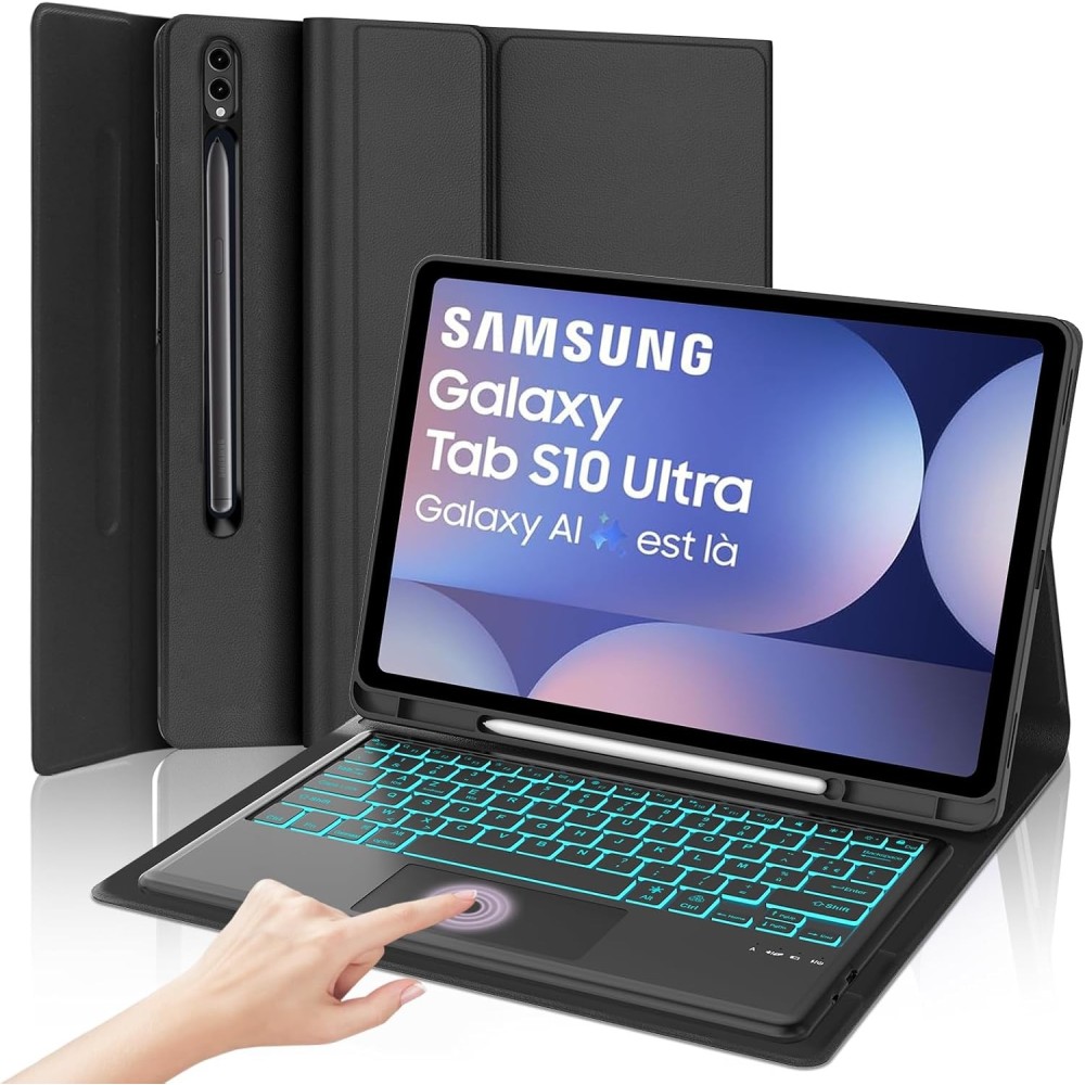 Sak med tastatur for Samsung Galaxy Tab S10 Ultra 14.6 "2024 Sengbirch Azerty Black