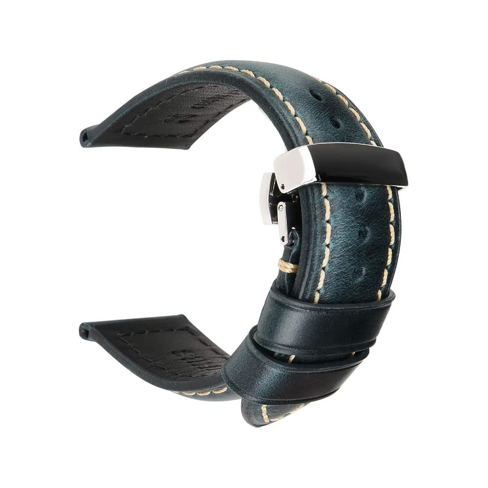 Regarder la sangle en cuir ROCKBY Vintage 18-26 mm pour hommes et femmes