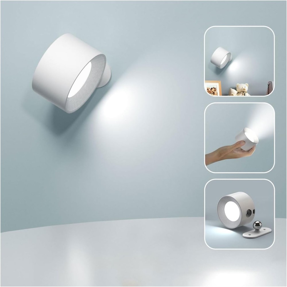 Applique murale LED Feallive Touch 360 ° Blanc / batterie de chaleur