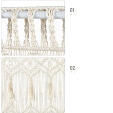 Macrama Curtain Mkono Boho 132х180cm Håndlavet på vinduet eller døren