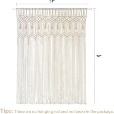 Macrama Curtain Mkono Boho 132х180cm Håndlaget på vinduet eller døren