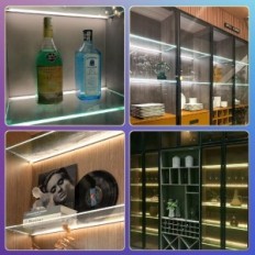 LED evidenziando il bordo di vetro RGB Scaffali Oashis con remoto