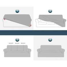 Dekking voor een 2-bed-sofa van 4 bedden met grijze armleuningen
