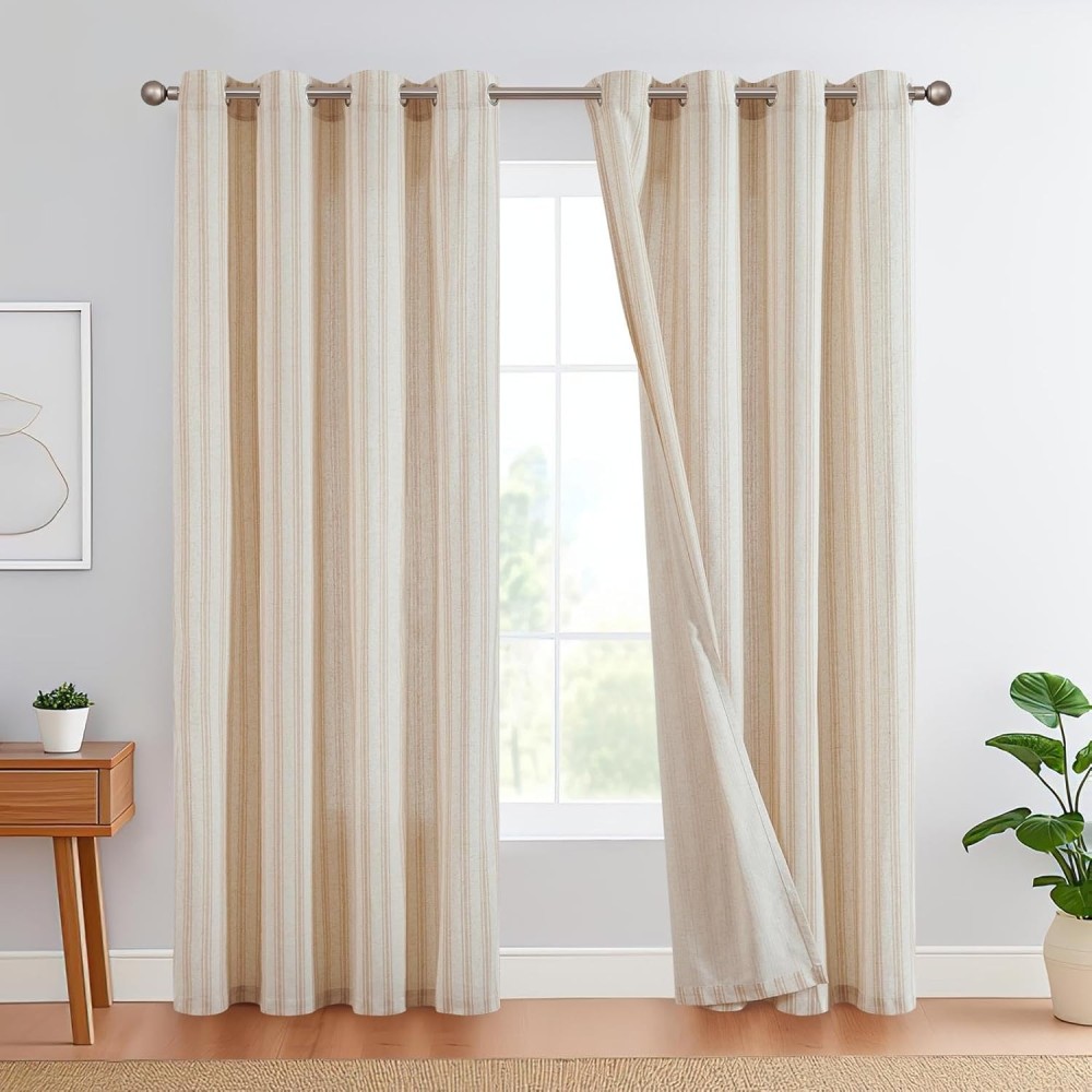 Used linseed curtains with brackets 130x225 cm topick brown 2 pcs.