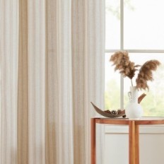 Rideaux de lin d'occasion avec des supports 130x225 cm Topick 2 pcs Brown 2.