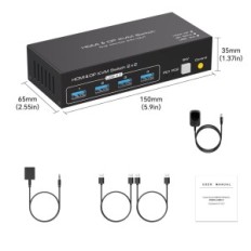 KVM 2XPC 2XMONITOR VPFET 8K60Hz / 4K120Hz 4xusb 3.0 Kopírovanie / Rozšírenie