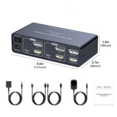 Commutateur KVM Vedindust HDMI + DisplayPort 2XPC 2xMonitoyen 4K120Hz 8K60Hz USB3.0