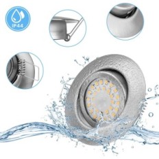 Brukt Rotary LED-frontlykter 12 stk. 6W IP44 for bad 3-graders varme hvit 3000K