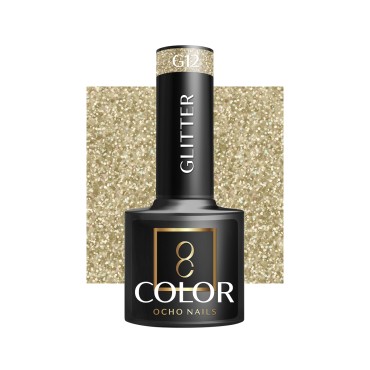 OCHO NAILS Hybridný lak na nechty s trblietkami G12 - 5 g — pohľad spredu