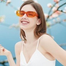 Retro rechteckige Sonnenbrille Runhuis Unisex Kleiner Quadrat-Weinlese