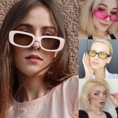 Retro rechteckige Sonnenbrille Runhuis Unisex Kleiner Quadrat-Weinlese