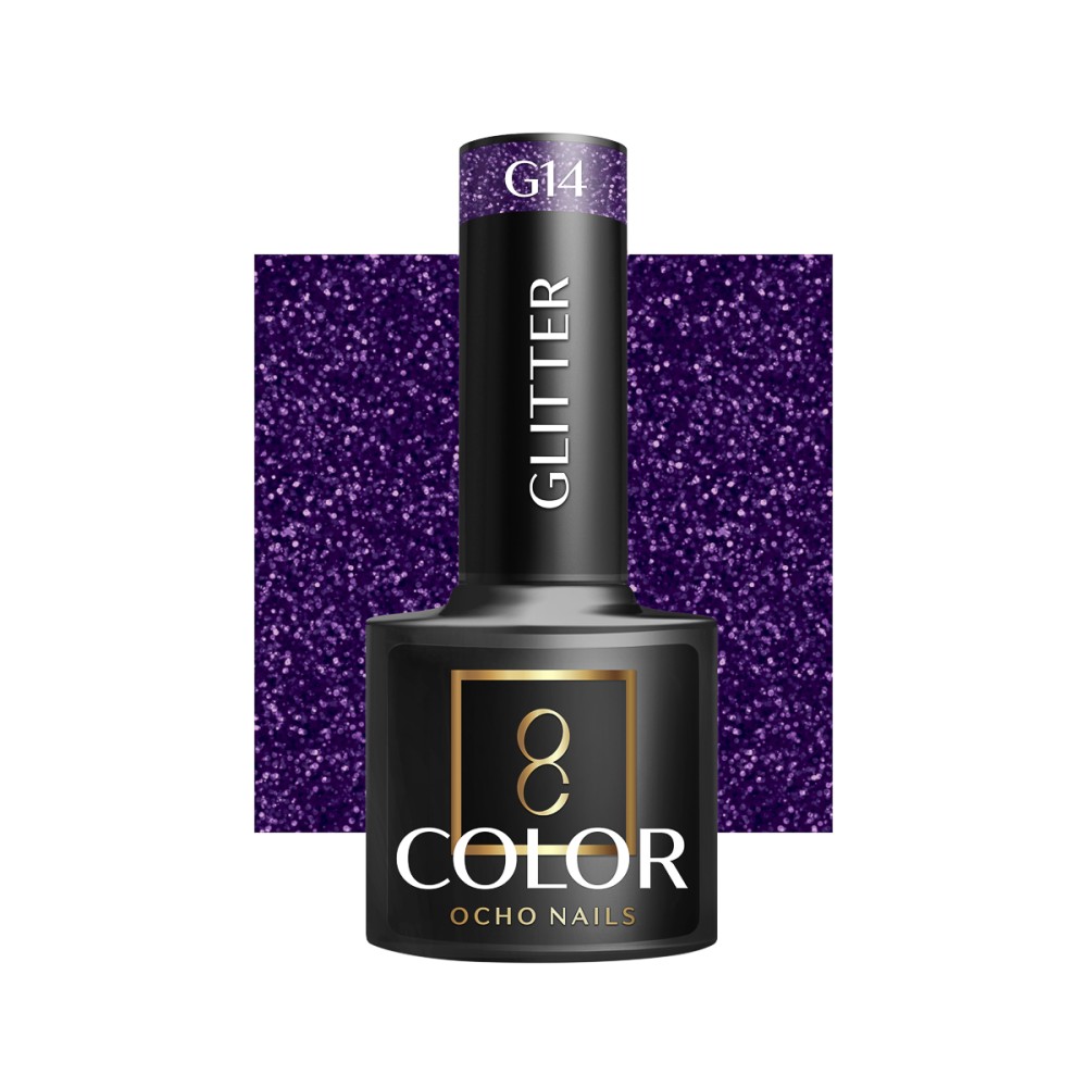 OCHO NAILS Hibridni lak za nohte z bleščicami G14 - 5 g — sprednji pogled