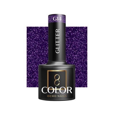 OCHO NAILS Υβριδικό βερνίκι νυχιών με γκλίτερ G14 -5 g — προβολή από μπροστά