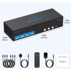 Switch KVM AILVLVNG 3 PC 3 Monitory 2x DisplayPort + HDMI 8K60Hz 4K144Hz USB 3.0