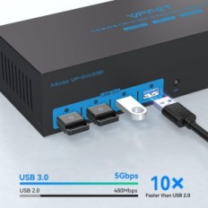 Switch KVM Ailvlvng 3 PC 3 Monitors 2x DisplayPort + HDMI 8K60Hz 4K144Hz USB 3.0