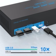 Switch KVM AilVlvng 3 PC 3 monitores 2x DisplayPort + HDMI 8K60Hz 4K144Hz USB 3.0