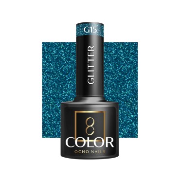 OCHO NAILS Hybrid nagellak glitter G15 - 5 g — vooraanzicht